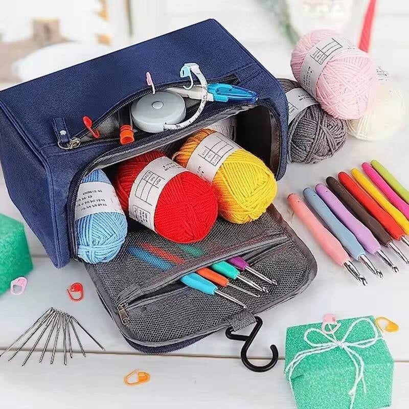 Crochet Kit 46 Premium Pieces Yarn Hooks Scissors Needles Beginner Craft Set