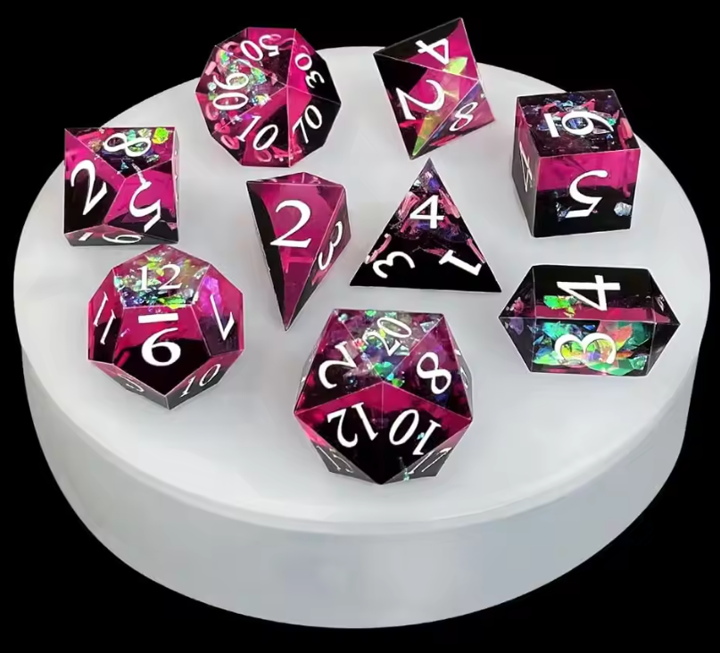 Silicone Casting Mould Upgraded 9 Piece Sharp Edge Polyhedral Dice Mould