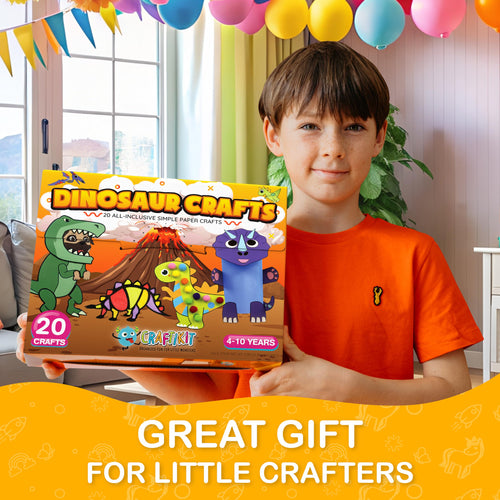 Craftikit® 20 Award-Winning Dinosaur Crafts for Kids – All-Inclusive Montessori-Style Craft Kit (Ages 3–10)