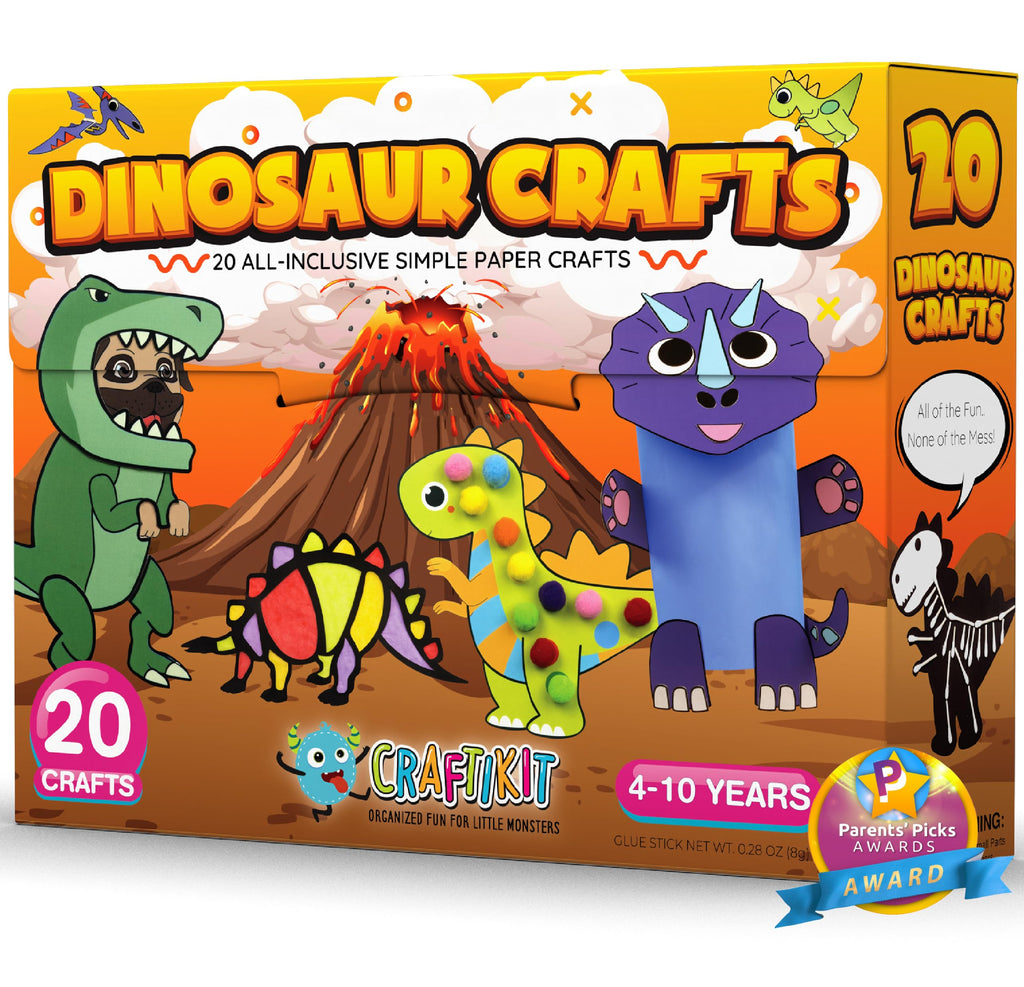 Craftikit® 20 Award-Winning Dinosaur Crafts for Kids – All-Inclusive Montessori-Style Craft Kit (Ages 3–10)