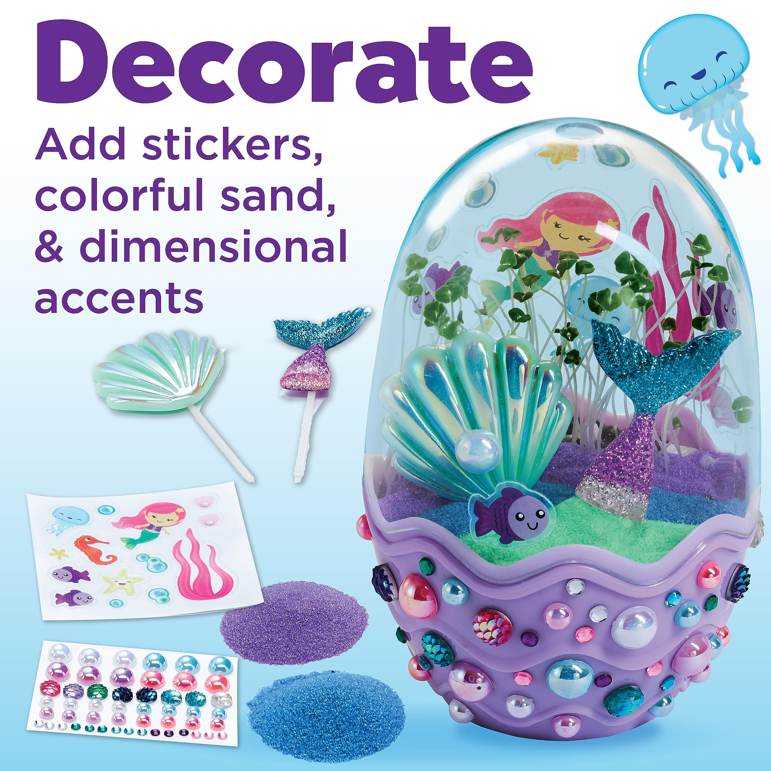 Creativity for Kids Mini Garden Mermaid Terrarium Kit | Mermaid Gifts for Girls, STEM Craft for Ages 6+