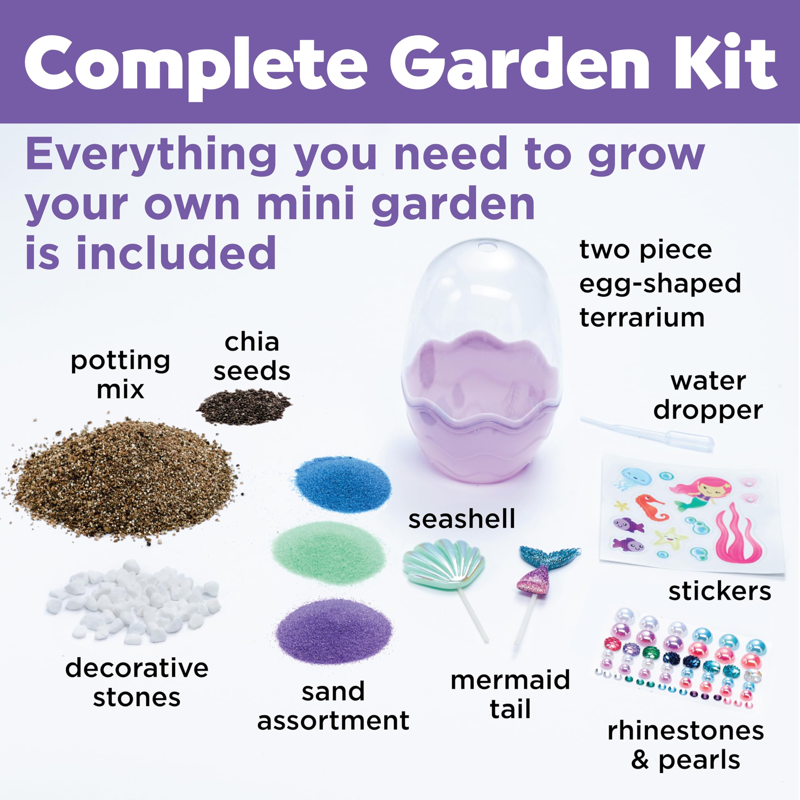 Creativity for Kids Mini Garden Mermaid Terrarium Kit | Mermaid Gifts for Girls, STEM Craft for Ages 6+