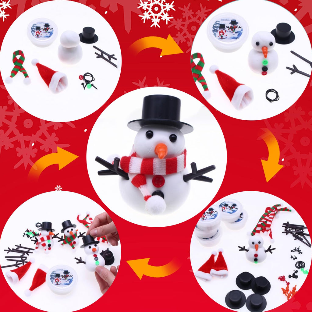LAHAND 9-Pack Christmas Snowman Crafts Kit for Kids – DIY Modeling Clay Snowmen