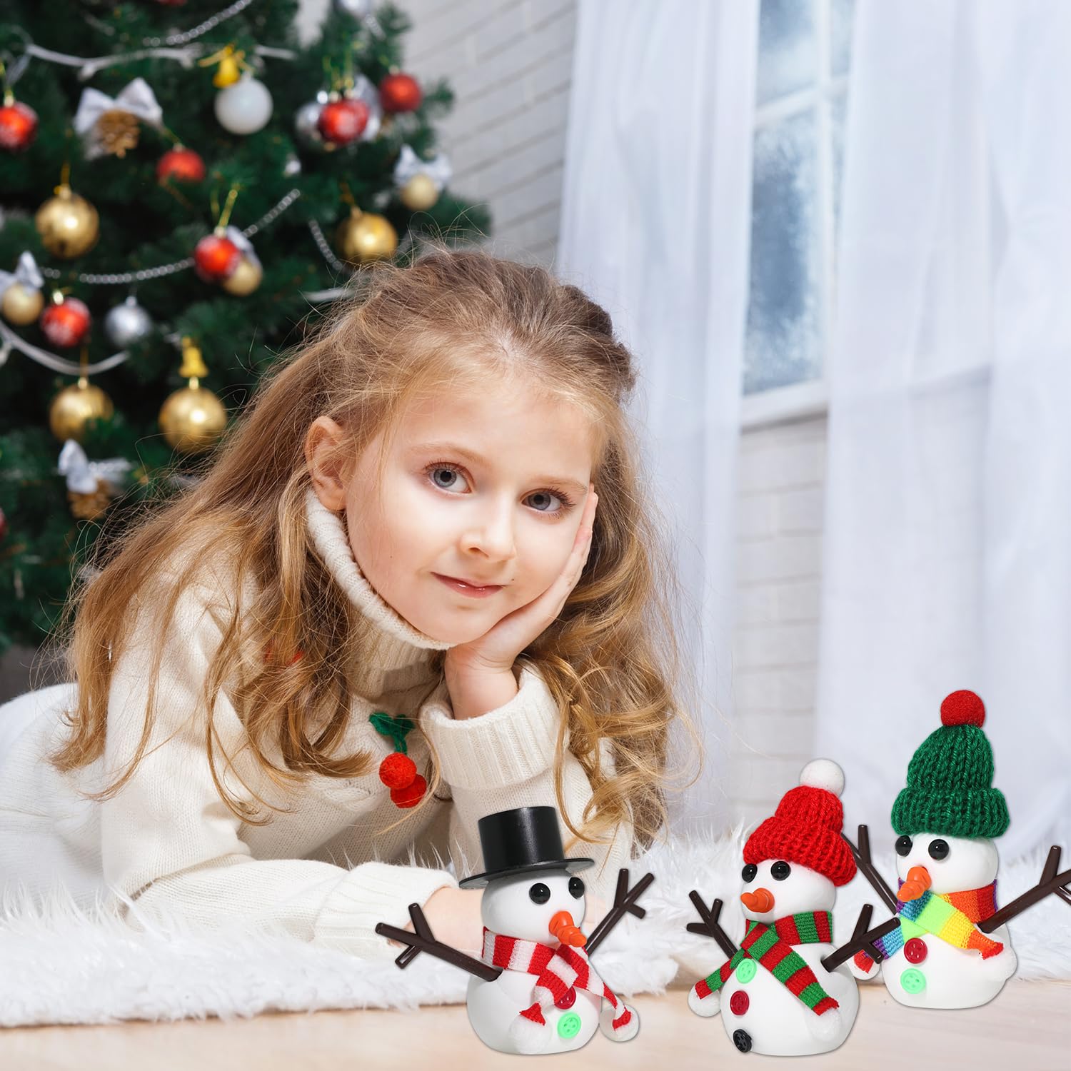 LAHAND 9-Pack Christmas Snowman Crafts Kit for Kids – DIY Modeling Clay Snowmen