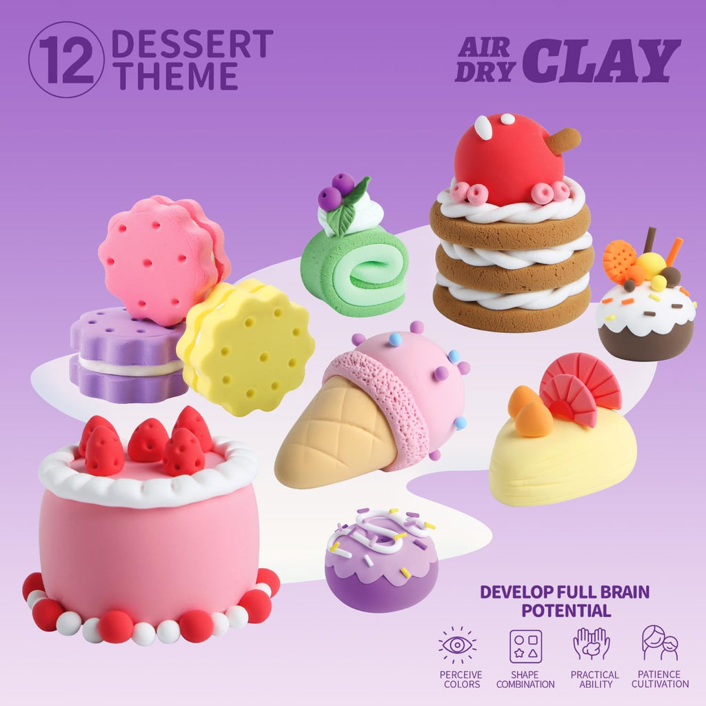LOUFOR Air Dry Clay Kits – 12-Box Colorful Modeling Clay Set with Tools & Tutorials | Safe, Non-Toxic