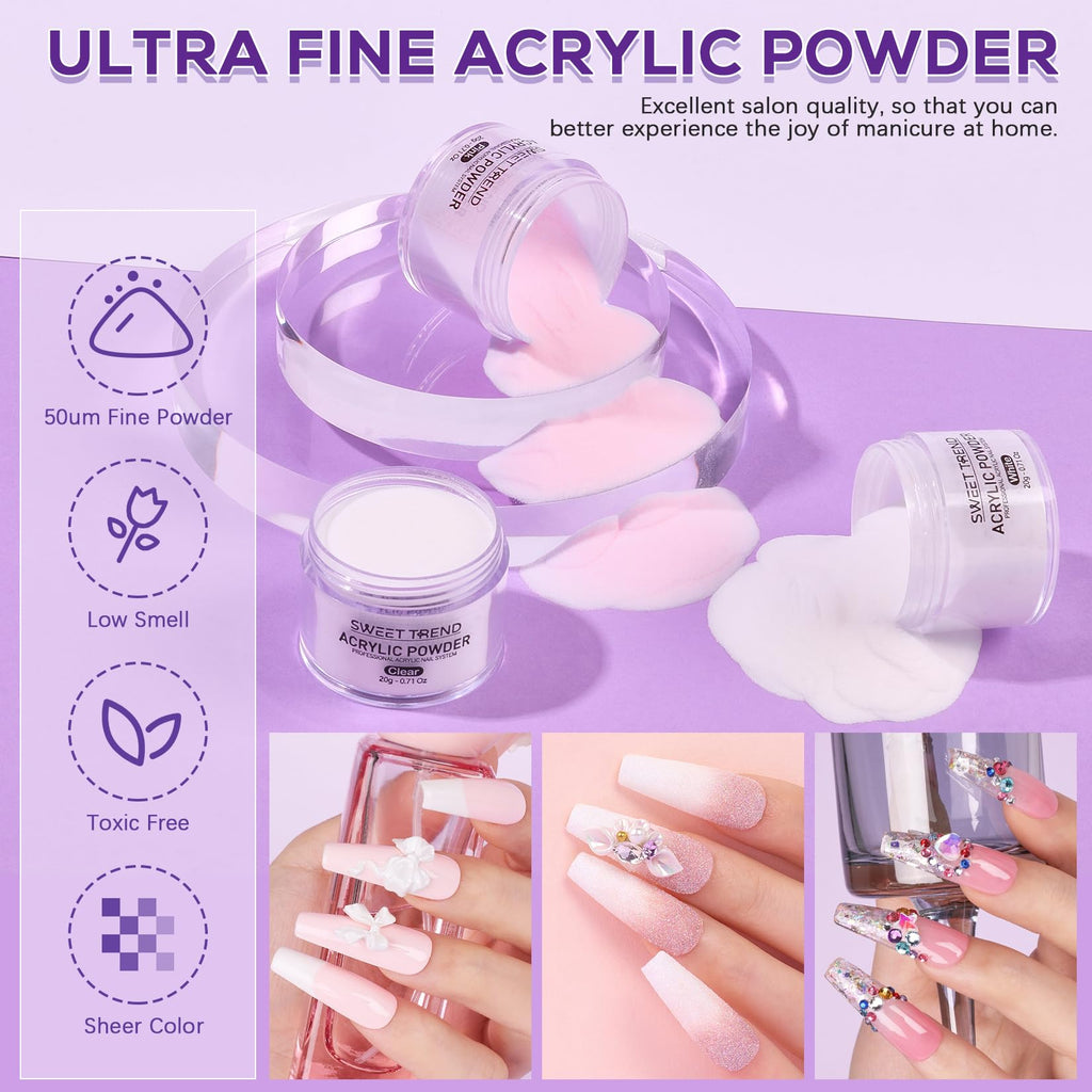Sweet Trend Beginners Nail Kit Acrylic Set | All-in-One Starter for DIY Nail Art